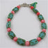 Coral and green picasso  bead bracelet gemstone