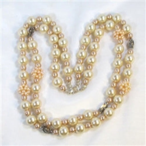 Peach Pearl Statement Necklace Long - VP's Jewelry