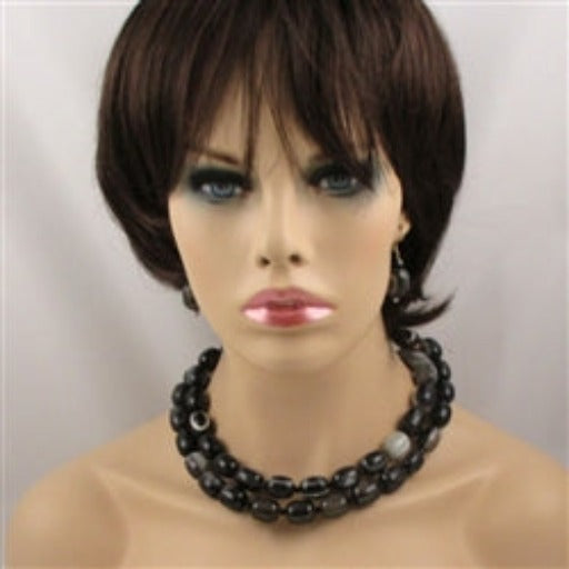 Buy Big Bold Black Gemstone Necklace & Earrings