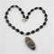 Black Onyx Bead Necklace with Handmade Glass Pendant - VP's Jewelry