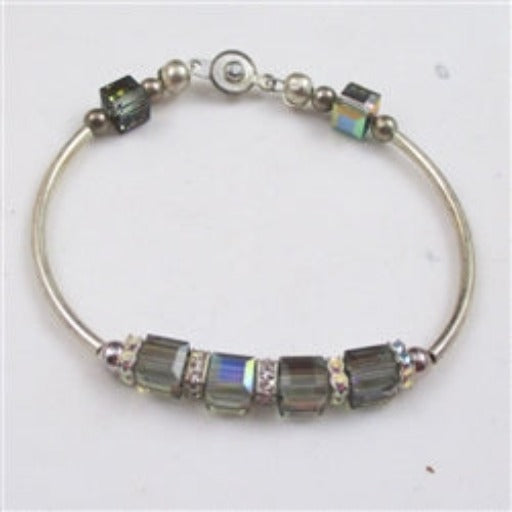 Meridian Blue Swarovski Crystal Cube Bangle Bracelet- VP's Jewelry