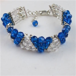 Sapphire Crystal Cuff Bracelet Multi-strand - VP's Jewelry