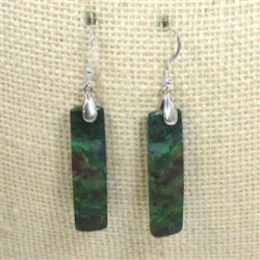 Handcrafted designer cut green chrysocolla gemstone drop earrings