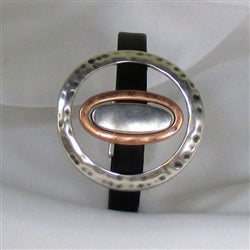 Handcrafted Black Leather Cuff Bracelet with Rings - VP's Jewelry