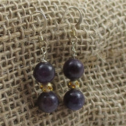 Gemstone earrings purple bead