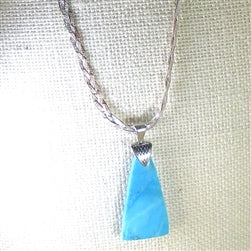 Large Mexican Turquoise Pendant Necklace - Sterling Chain - VP's Jewelry