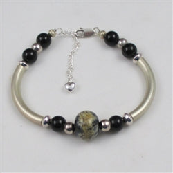 Men in Black Handmade Bead & Silver Bangle Bracelet - VP's Jewelry  