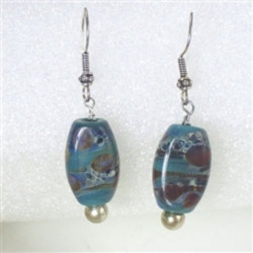 Handmade Turquoise Swirled Lampwork Earrings - VP's Jewelry  