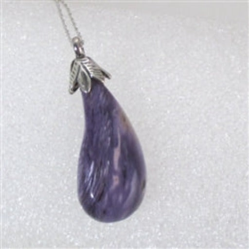 Designer Cut Charoite Gemstone Pendant Necklace - VP's Jewelry