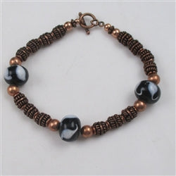 Copper Black and White Bead Bracelet - VP's Jewelry  
