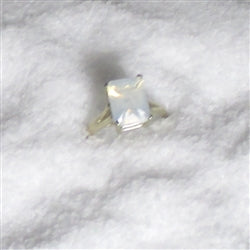 Buy Emerald cut blue moon quartz stone set in sterling silver ring