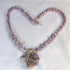Pink Crystal Beaded Necklace with Handmade Artisan Leaf Pendant - VP's Jewelry