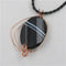 Black Banded Agate Copper Wire Wrap on Leatherette Necklace - VP's Jewelry