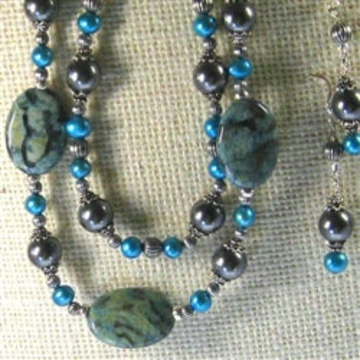 Pearls and Gemstone Bead Necklace and Earrings - VP's Jewelry