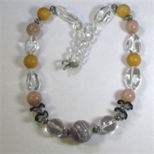 Handcrafted Rock Crystal, Crystal Quartz and Jasper Necklace - VP's Jewelry