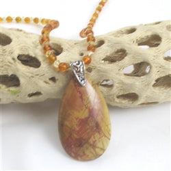 Picasso Jasper and Amber Pendant Necklace - VP's Jewelry
