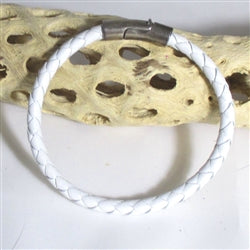 Man's Leather Anklet - White Leather Bracelet for a Man - VP's Jewelry
