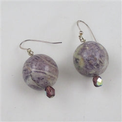 Purple Lapidalite Jasper and Crystal Earrings - VP's Jewelry