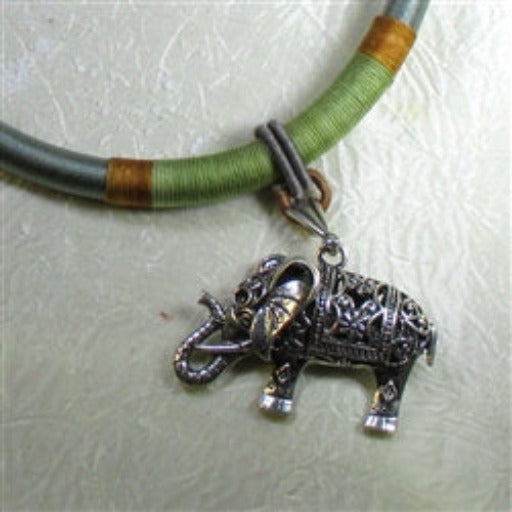 Elephant Pendant on Silk Cord Necklace - VP's Jewelry