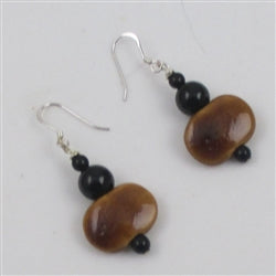 Buy Fair Trade Kazuri Bead Earrings in Honey & Black