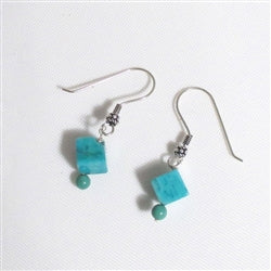 Look & Feel of turquoise in a turquoise howilite cube earrings