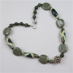 Green fair trade bead Kazuri Necklace