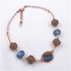 Copper and Blue African Fair Trade Kazuri Necklace
