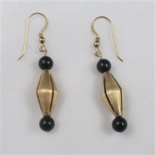 Designer Gold and Black Onyx Earrings - VP's Jewelry