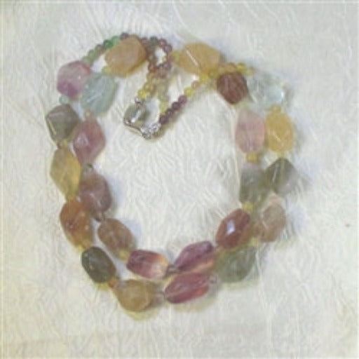 Big Bold Fluorite Nugget Necklace Double Strand - VP's Jewelry