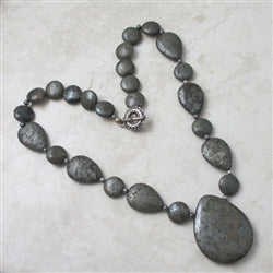 Pyrite Necklace with Teardrop Pendant - VP's Jewelry