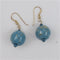 Drop Earrings Turquoise and Gold Specks Kazuri Beads - VP's Jewelry