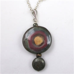 Bull's Eye Kazuri Pendant of Sterling Silver Chain Necklace - VP's Jewelry