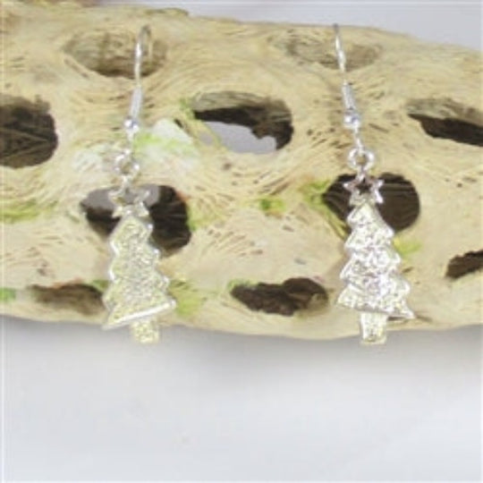 Pewter Christmas Tree Earrings - VP's Jewelry