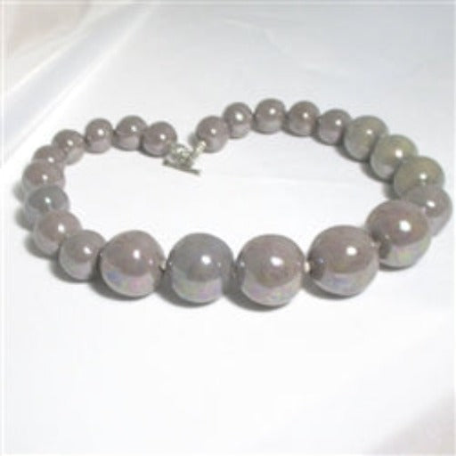 Buy Big bold grey fair trade bead Kazuri Necklace