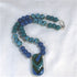 Kazuri Pendant Necklace in Blue Peacock and Green African Beads - VP's Jewelry