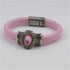 Pink Leather Bangle Bracelet with Crystal - VP's Jewelry 