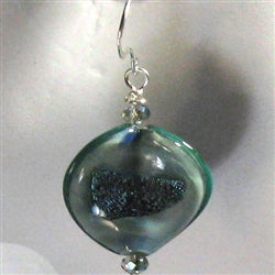 Aqua Hand Blown Glass Boro Earrings - VP's Jewelry