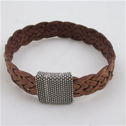 Handcrafted Men's Natural Tan Braided Leather Bracelet - VP's Jewelry