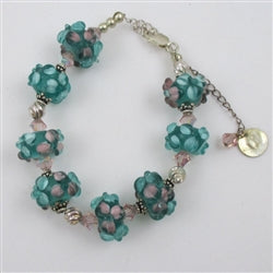 Aqua and Rose Glass Bead Bracelet - VP's Jewelry  