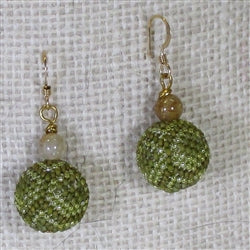 Green and Gold Beaded Bead Earrings - VP's Jewelry
