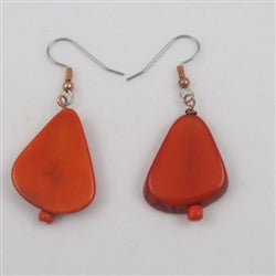 Orange Earrings in Eco-friendly Orange Tagua Nut Beads - VP's Jewelry