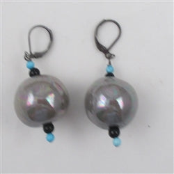 Grey fair trade Kazuri Earrings