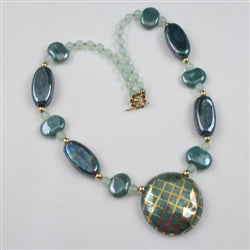 Peacock blue handmade Kaziri necklace
