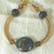 Gold Bangle Bracelet with Blue Green Handmade Bead - VP's Jewelry