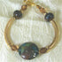 Gold Bangle Bracelet with Blue Green Handmade Bead - VP's Jewelry