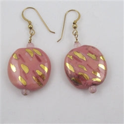 Pink Earrings in Handmade Honeysuckle and Gold Kazuri Beads - VP's Jewelry  