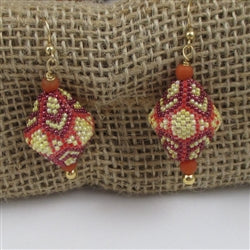 Handmade Orange and Yellow Beaded Bead Earrings - VP's Jewelry