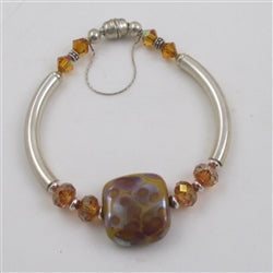 Camel & rust handmade artisan silver bangle bracelet