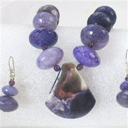 Rare Purple Opalite and Purple Agate Necklace and Earrings - VP's Jewelry