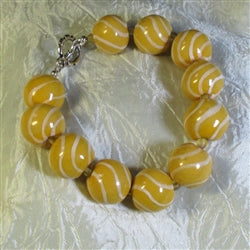 Bright Bold Yellow Fair Trade Kazuri Large Bead Bracelet - VP's Jewelry  